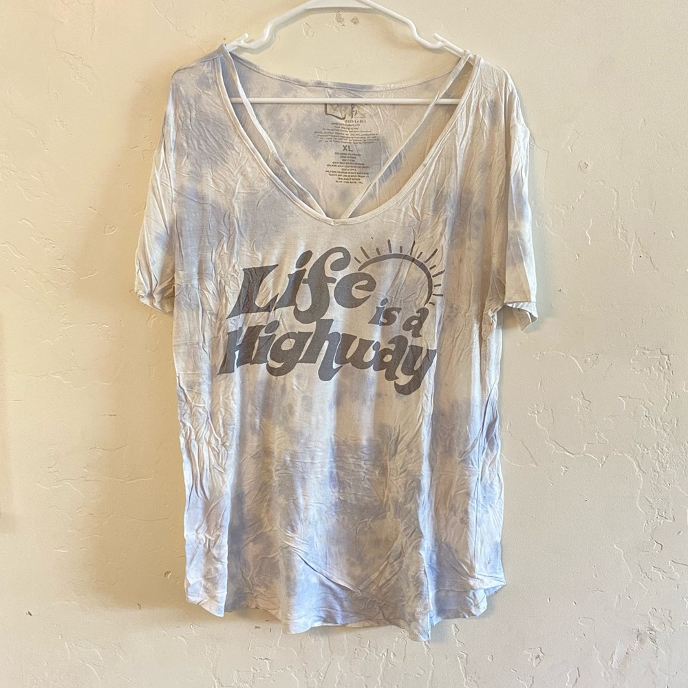 Lyric Tie Dye Life Is A Highway Graphic Tee Shirt